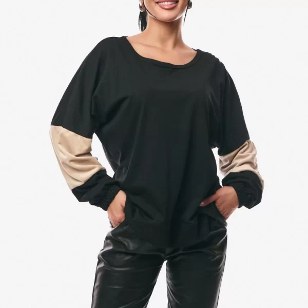 ΜΠΛΟΥΖΑ ΜΕ ΛΑΣΤΙΧΟ ΣΤΟ ΜΑΝΙΚΙ Μαύρο