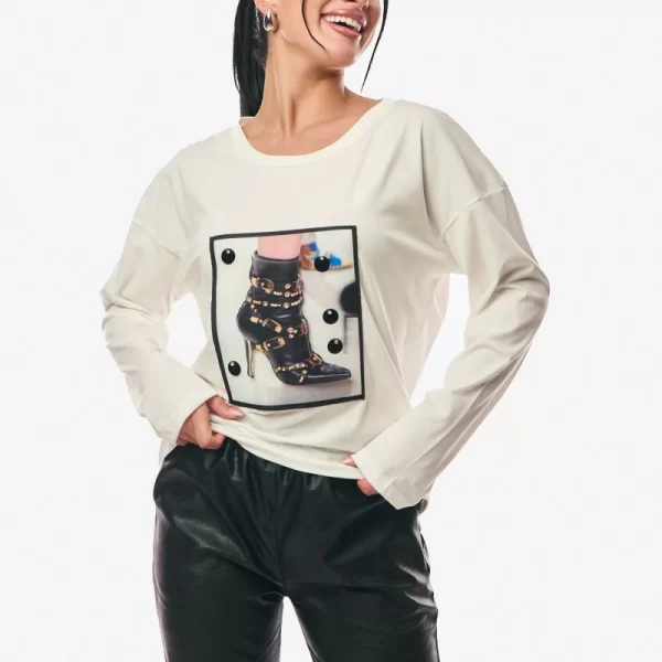 ΜΠΛΟΥΖΑ ΜΕ ΤΥΠΩΜΑ Εκρού