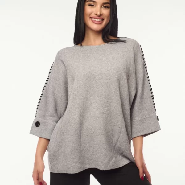 ΜΠΛΟΥΖΑ OVERSIZED ΜΕ ΔΙΑΚΟΣΜΗΤΙΚΕΣ ΡΑΦΕΣ Γκρι