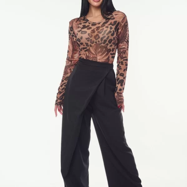 ΠΑΝΤΕΛΟΝΑ ΜΕ ΚΡΙΚΟ ΣΤΟ ΠΛΑΙ ΜΠΕΖ Μαύρο