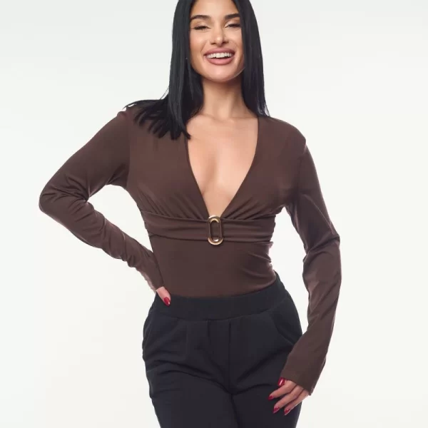 ΜΠΛΟΥΖΑ ΚΟΡΜΑΚΙ ΜΕ ΧΡΥΣΟ ΚΡΙΚΟ Καφέ