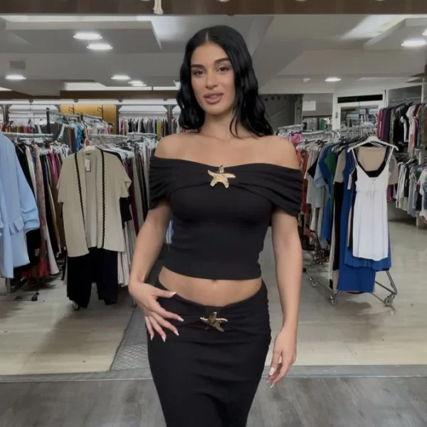 ΣΕΤ ΤΟΠ ΚΑΙ ΦΟΥΣΤΑ ΜΕ ΧΡΥΣΕΣ ΛΕΠΤΟΜΕΡΕΙΕΣ Μαύρο