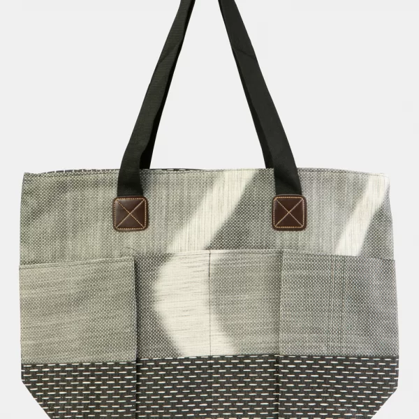 Striped Beach Bag Γκρι