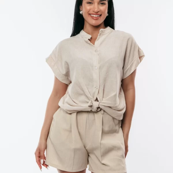 ΠΟΥΚΑΜΙΣΟ ΜΕ ΚΟΝΤΟ ΜΑΝΙΚΙ Μπεζ