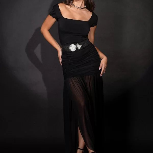 ΦΟΥΣΤΑ MAXI ΜΕ ΑΝΟΙΓΜΑ Μαύρο