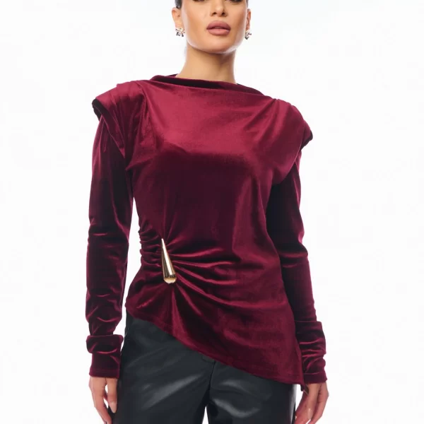 ΜΠΛΟΥΖΑ ΒΕΛΟΥΤΕ ΜΕ ΧΡΥΣΗ ΑΓΚΡΑΦΑ Μπορντό