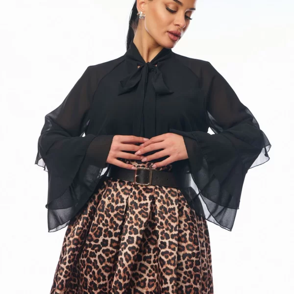 ΜΠΛΟΥΖΑ ΜΕ ΒΟΛΑΝ ΜΑΝΙΚΙ Μαύρο