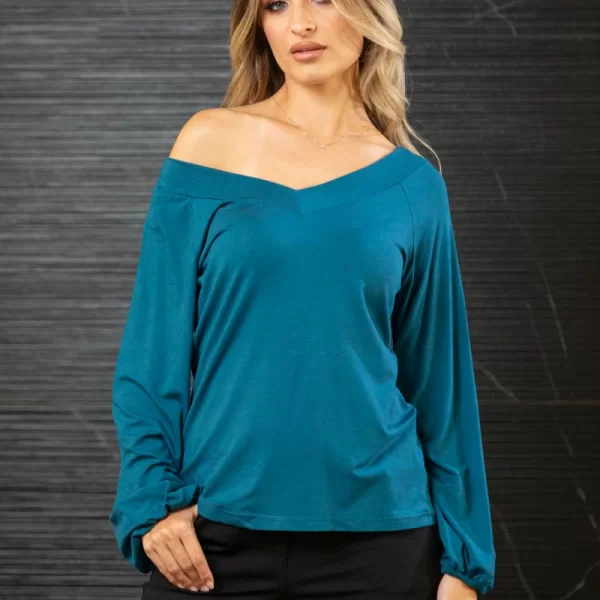 Boutique ΜΠΛΟΥΖΑ ΜΕ ΒΕ ΜΠΡΟΣ ΠΙΣΩ Πετρόλ