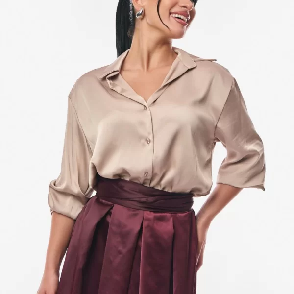 ΠΟΥΚΑΜΙΣΟ ΣΑΤΕΝ Μπεζ