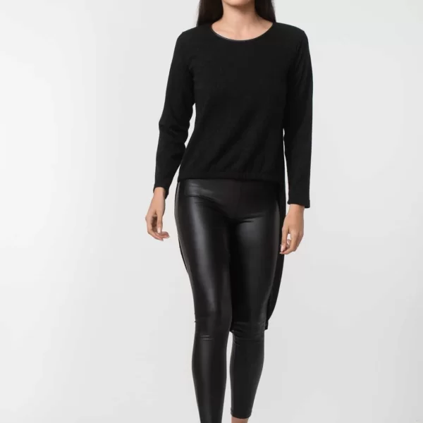 ΜΠΛΟΥΖΑ ΜΕ ΜΑΚΡΙΑ ΠΛΑΤΗ ΜΑΥΡΗ Μαύρο