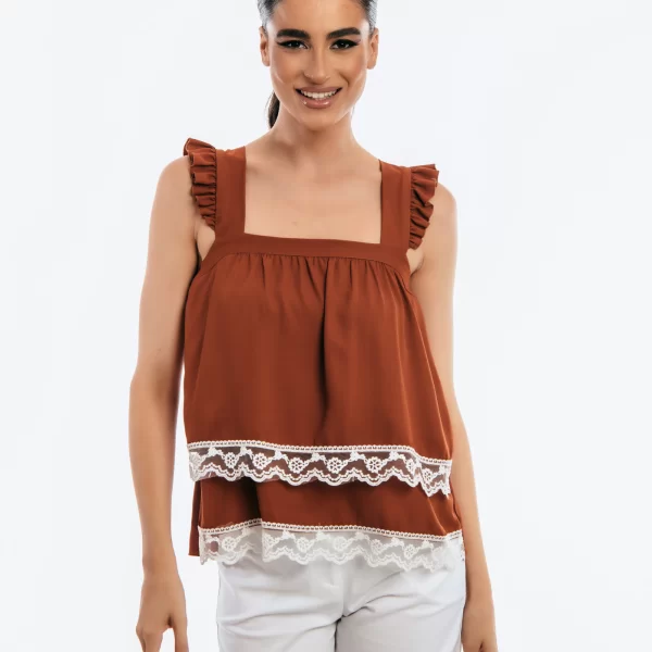 ΜΠΛΟΥΖΑ ΤΙΡΑΝΤΑ ΜΕ ΒΟΛΑΝ ΚΑΙ ΔΑΝΤΕΛΑ Καφέ