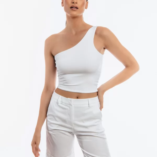 Ths ΜΠΛΟΥΖΑ ΤΟΠ ΜΕ ΕΝΑΝ ΩΜΟ & ΧΙΑΣΤΗ ΠΙΣΩ Ασπρο