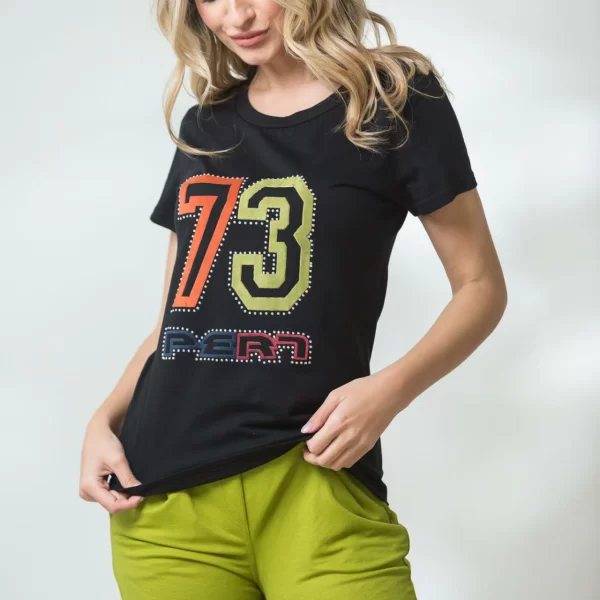 ΜΠΛΟΥΖΑ ΚΟΝΤΟΜΑΝΙΚΗ ΜΕ ΣΤΑΜΠΑ Mαύρο