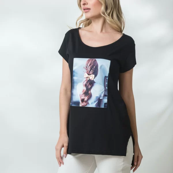 ΜΠΛΟΥΖΑ ΚΟΝΤΟΜΑΝΙΚΗ ΜΕ ΣΤΑΜΠΑ Mαύρο