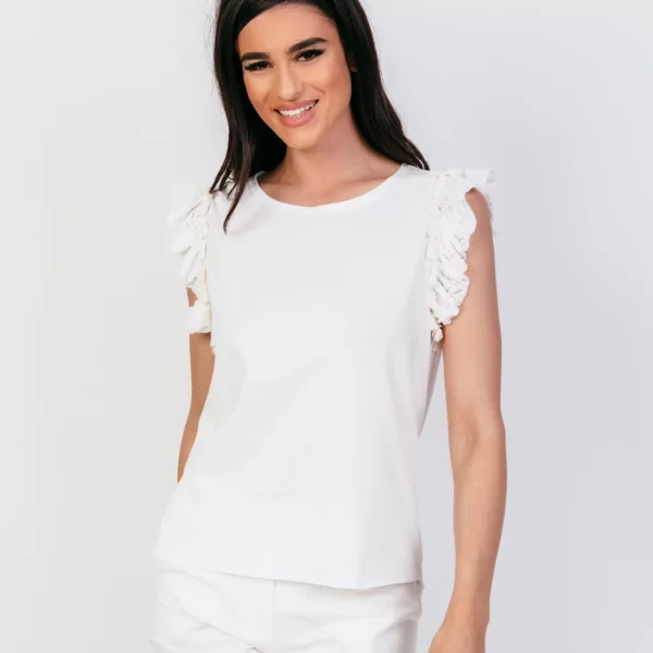 ΜΠΛΟΥΖΑ ΑΜΑΝΙΚΗ ΜΕ ΔΑΝΤΕΛΑ Ασπρο