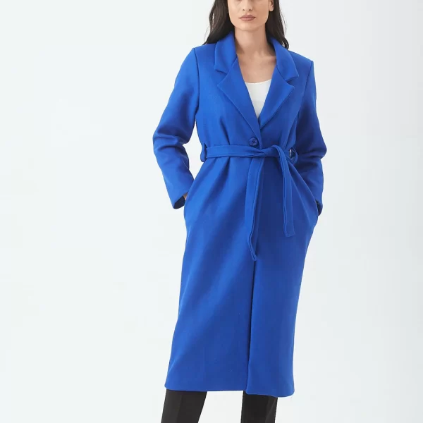 ΠΑΛΤΟ ΜΑΚΡΥ ΜΕ ΖΩΝΗ ΜΠΛΕ ΡΟΥΑ Μπλε ρουά