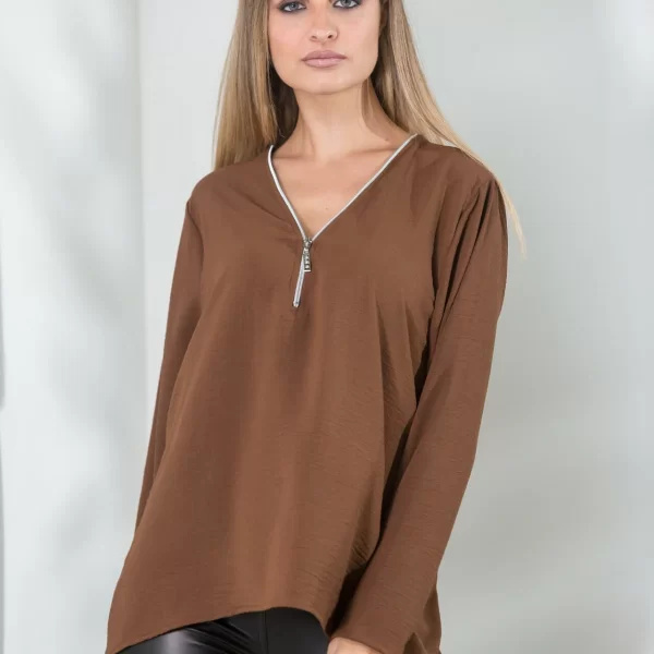 ΜΠΛΟΥΖΑ ΒΕ ΜΕ ΦΕΡΜΟΥΑΡ Καφέ