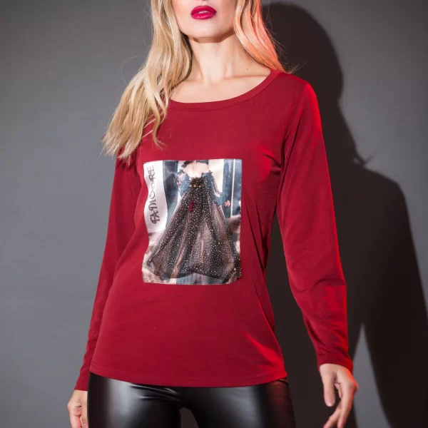 ΜΠΛΟΥΖΑ ΜΕ ΤΥΠΩΜΑ Μπορντό