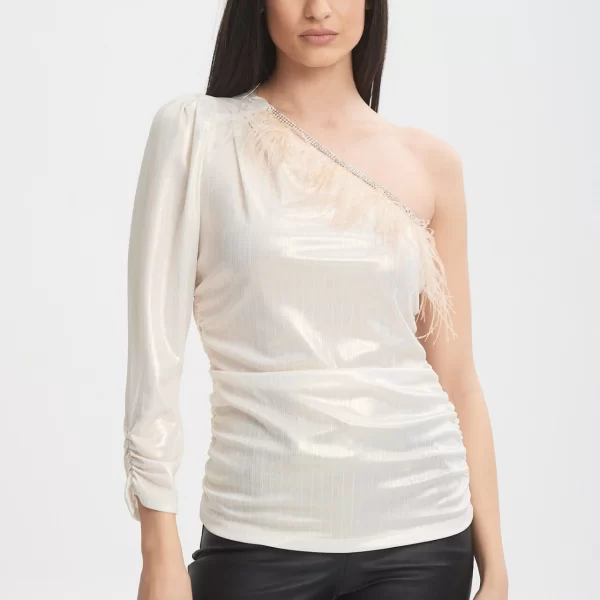 ΜΠΛΟΥΖΑ ΜΕ ΕΝΑΝ ΩΜΟ ΚΑΙ ΠΟΥΠΟΥΛΟ Ασπρο