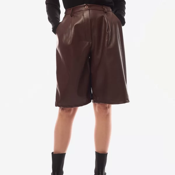 ΣΟΡΤΣ ΔΕΡΜΑΤΙΝΗ ΜΕ ΛΑΣΤΙΧΟ ΣΤΗΝ ΜΕΣΗ Καφέ