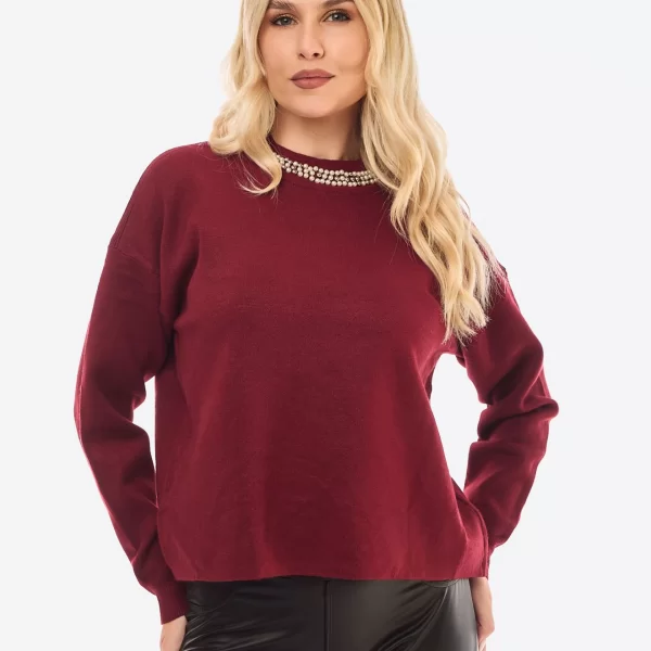 ΜΠΛΟΥΖΑ ΠΛΕΚΤΗ ΜΕ ΣΤΡΑΣ Μπορντό