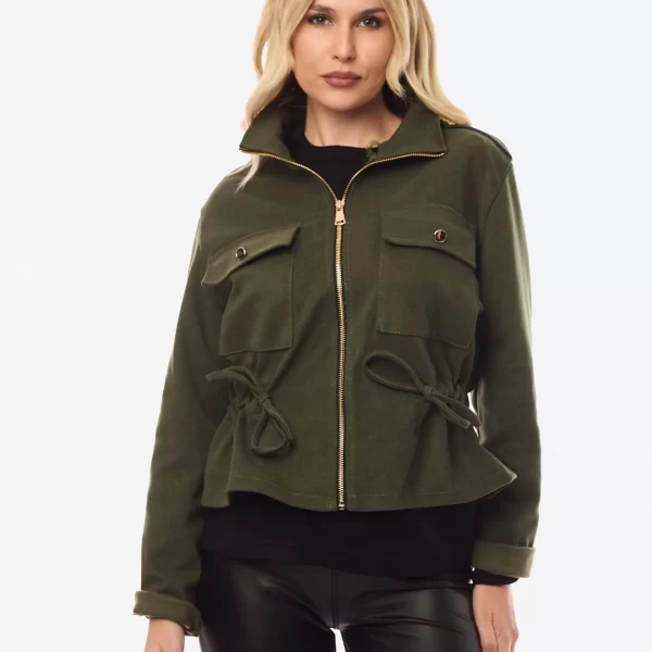 DRESS UP ΖΑΚΕΤΑ ΜΕ ΦΕΡΜΟΥΑΡ ΚΑΙ ΤΣΕΠΕΣ Χακί