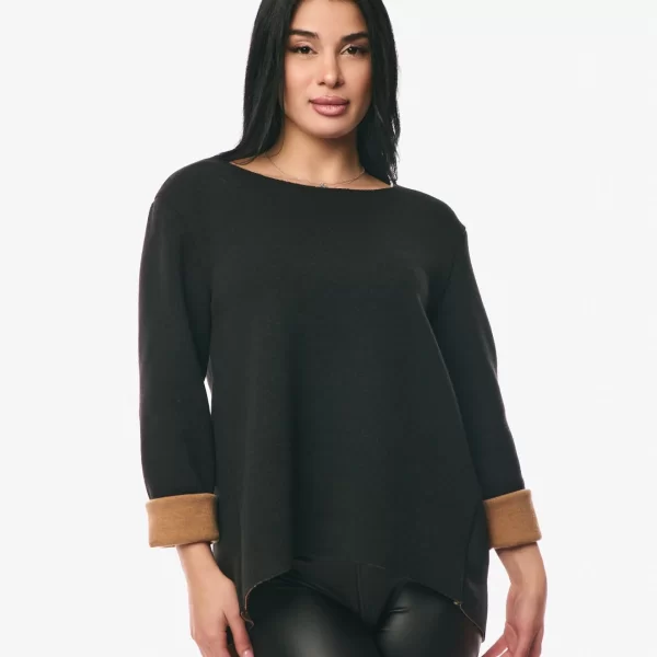 ΜΠΛΟΥΖΑ ΜΕ ΓΥΡΙΣΤΟ ΜΑΝΙΚΙ Μαύρο