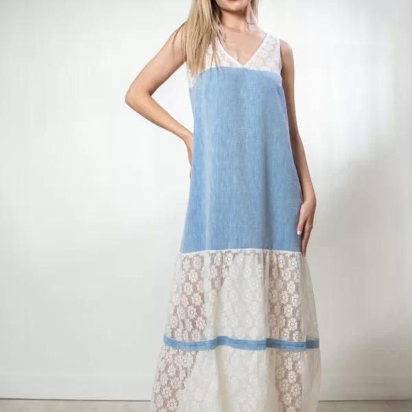 ΦΟΡΕΜΑ ΜΑΚΡΥ ΑΜΑΝΙΚΟ ΜΕ ΔΑΝΤΕΛΑ Άσπρο