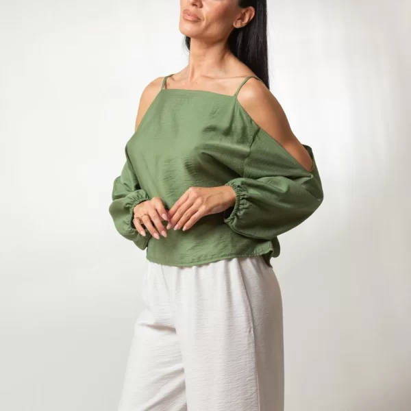 DRESS UP ΜΠΛΟΥΖΑ ΤΙΡΑΝΤΑ ΜΕ ΑΝΟΙΓΜΑ ΣΤΑ ΜΑΝΙΚΙΑ Μπεζ