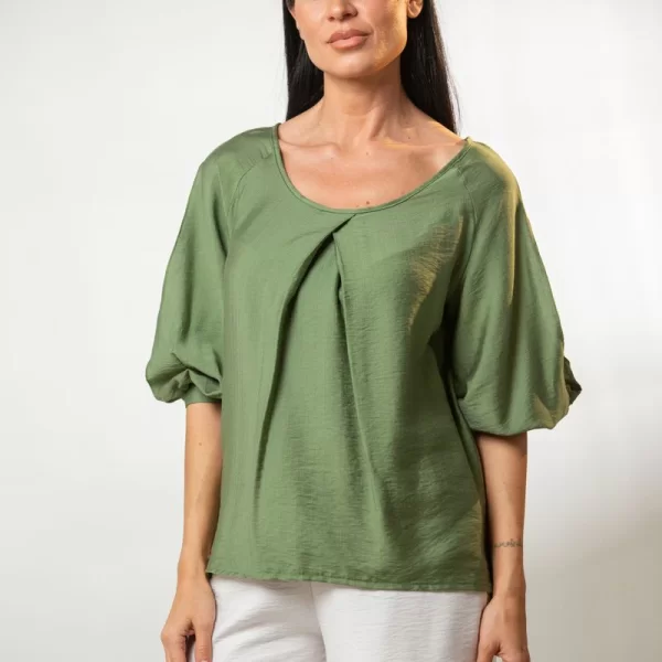 ΜΠΛΟΥΖΑ ΜΕ ΠΙΕΤΑ ΚΑΙ ΑΝΟΙΓΜΑ ΣΤΑ ΜΑΝΙΚΙΑ Χακί