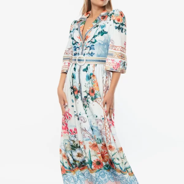 ΦΟΡΕΜΑ ΜΑΚΡΥ ΕΜΠΡΙΜΕ ΜΕ ΖΩΝΗ Άσπρο