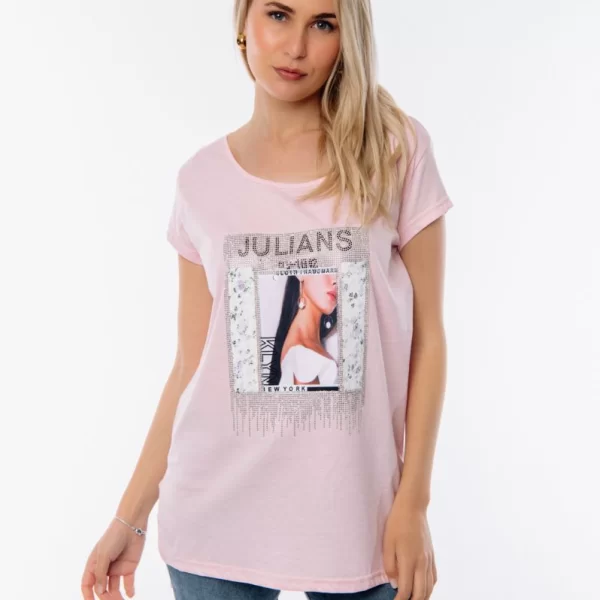 ΜΠΛΟΥΖΑ ΜΕ ΣΤΑΜΠΑ Ροζ