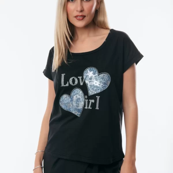 ΜΠΛΟΥΖΑ ΜΕ ΚΑΡΔΙΕΣ Μαύρο