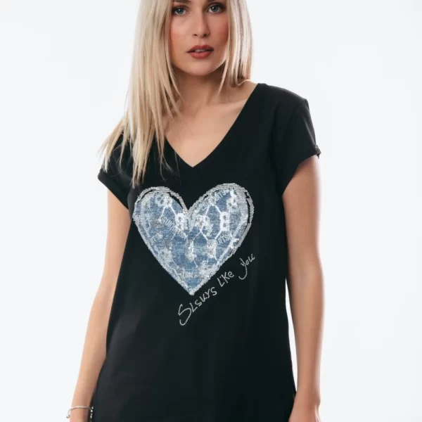 ΜΠΛΟΥΖΑ ΜΕ ΚΑΡΔΙΑ Μπλε