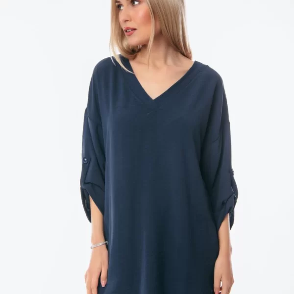 ΜΠΛΟΥΖΑ ΜΕ ΒΕ ΚΑΙ ΓΥΡΙΣΤΟ ΜΑΝΙΚΙ Μπλε