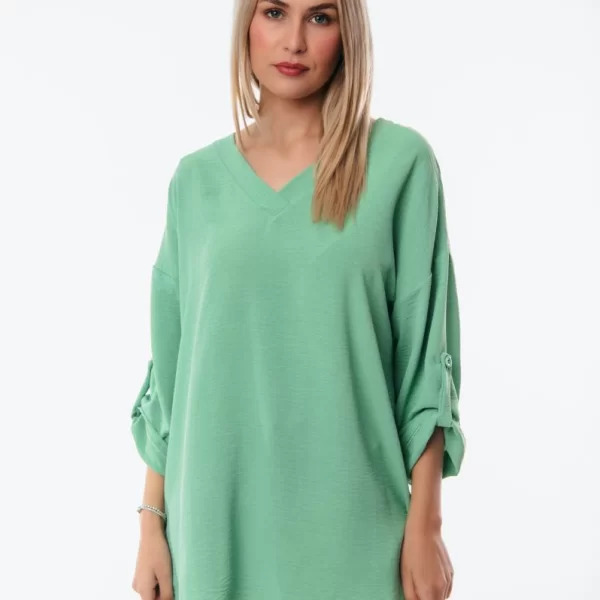 ΜΠΛΟΥΖΑ ΜΕ ΒΕ ΚΑΙ ΓΥΡΙΣΤΟ ΜΑΝΙΚΙ Πράσινο