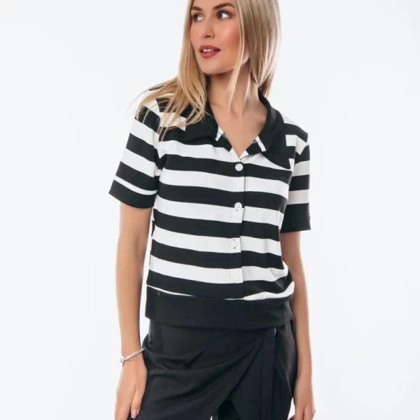 ΜΠΛΟΥΖΑ ΜΕ ΓΙΑΚΑ ΡΙΓΕ Μαύρο