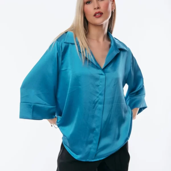 ΜΠΛΟΥΖΟΠΟΥΚΑΜΙΣΟ ΣΑΤΕΝ Μπλε