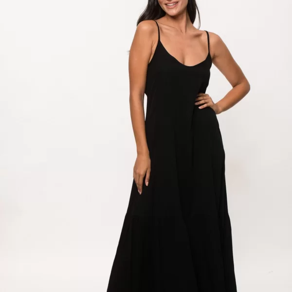 ΦΟΡΕΜΑ ΜΑΚΡΥ ΜΟΝΟΧΡΩΜΟ ΜΕ ΔΕΣΙΜΟ Μαύρο