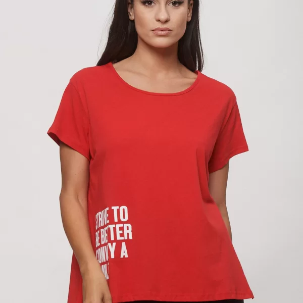 ΜΠΛΟΥΖΑ ΚΟΝΤΟΜΑΝΙΚΗ ΜΕ ΤΥΠΩΜΑ Kόκκινο