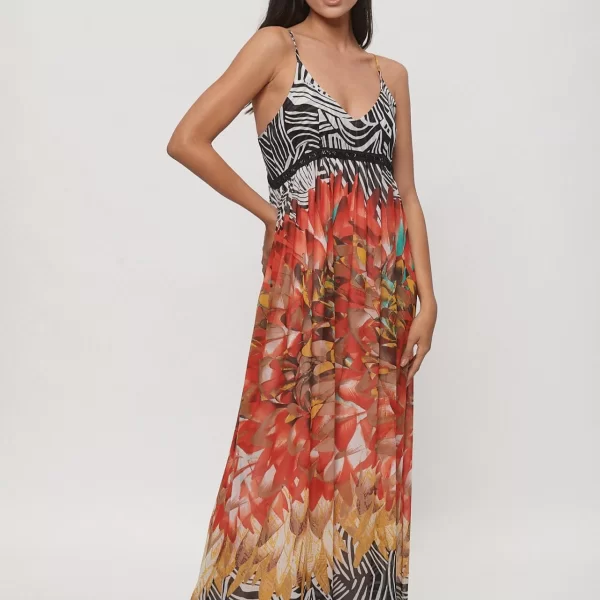 ΦΟΡΕΜΑ ΜΑΚΡΥ ΜΑΞΙ Εμπριμέ μαύρο