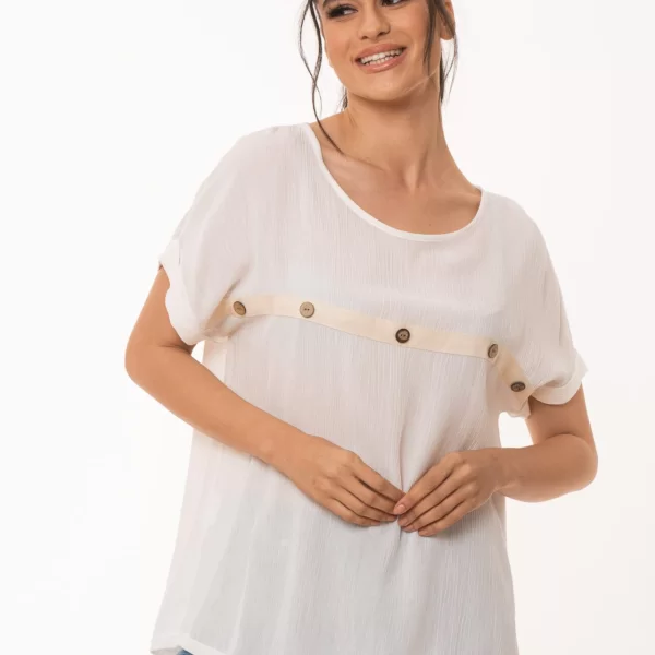 ΜΠΛΟΥΖΑ ΜΕ ΤΡΕΣΑ ΑΣΠΡΗ Άσπρο