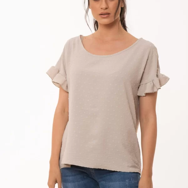 ΜΠΛΟΥΖΑ ΚΟΝΤΟΜΑΝΙΚΗ ΜΕ ΒΟΛΑΝ ΜΠΕΖ Μπεζ