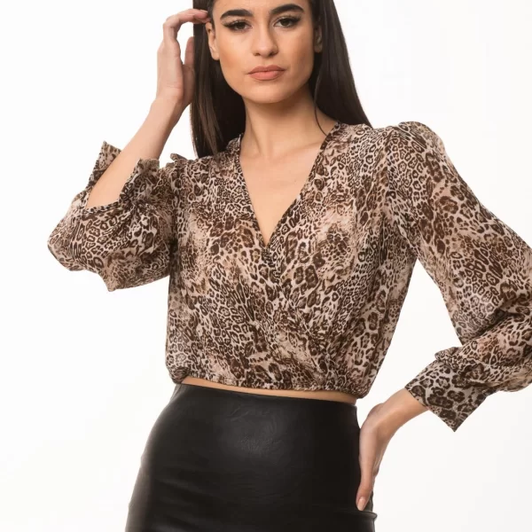 ΜΠΛΟΥΖΑ ΚΡΟΥΑΖΕ ΖΟΡΖΕΤΑ Εμπριμέ μαύρο