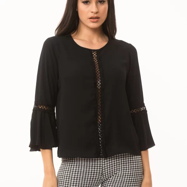 ΜΠΛΟΥΖΑ ΖΟΡΖΕΤΑ ΜΕ ΒΟΛΑΝ Mαύρο