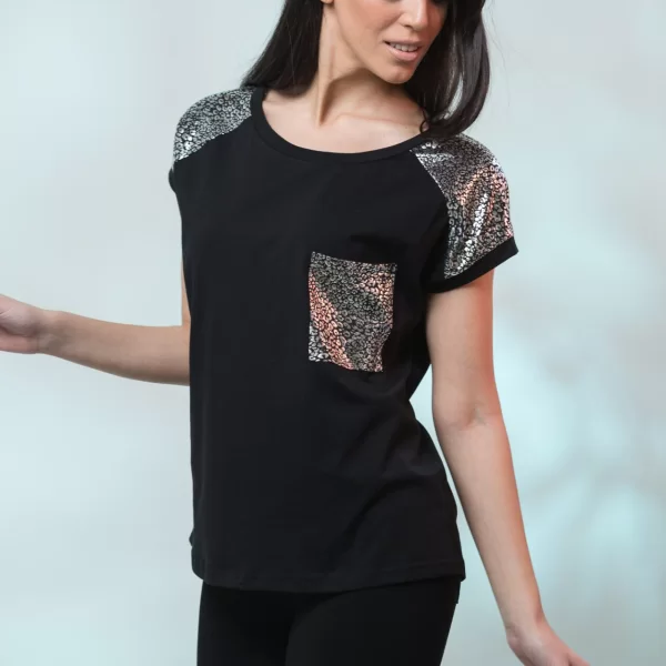 ΜΠΛΟΥΖΑ ΚΟΝΤΟ ΜΑΝΙΚΙ ΜΕ ΤΣΕΠΗ Μαύρο