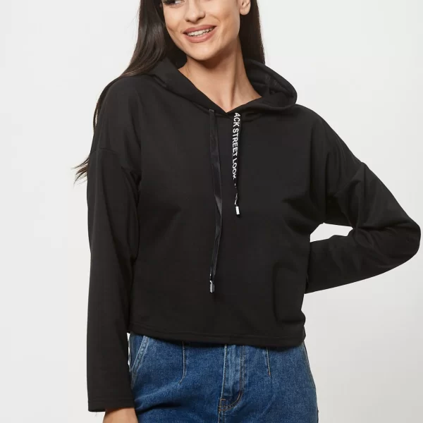 ΜΠΛΟΥΖΑ ΦΟΥΤΕΡ ΜΕ ΚΟΥΚΟΥΛΑ Μαύρο