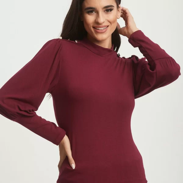 ΜΠΛΟΥΖΑ ΜΕ ΚΟΥΜΠΙΑ ΣΤΟΥΣ ΩΜΟΥΣ ΜΠΟΡΝΤΟ Μπορντό