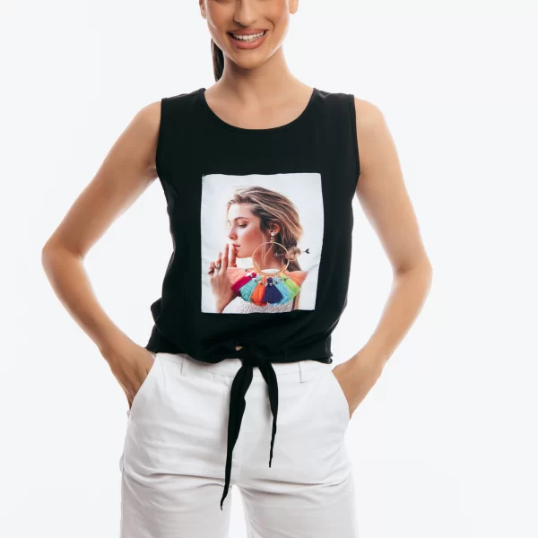 ΜΠΛΟΥΖΑ ΑΜΑΝΙΚΗ ΜΕ ΤΥΠΩΜΑ ΚΑΙ ΔΕΣΙΜΟ Μαύρο