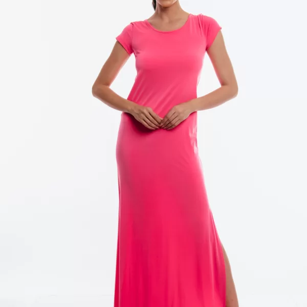 ΦΟΡΕΜΑ ΜΑΚΡΥ ΜΕ ΑΝΟΙΧΤΗ ΠΛΑΤΗ ΚΑΙ ΣΚΙΣΙΜΟ ΣΤΟ ΠΛΑΙ Ροζ